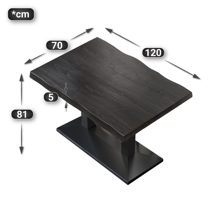 PPA | Bistro bord trekant | B:D:H 120 x 70 x 81 cm | Wenge Svart / Svart | Torget