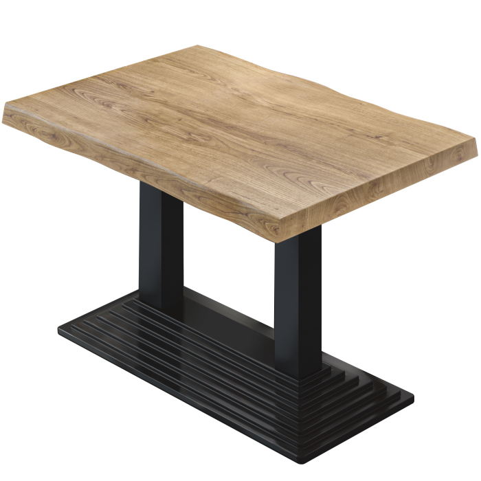 PPY | Bistro Tree Edge -pöytä | Suorakulmainen | 130 x 80 x 81 cm | Tammi / Musta