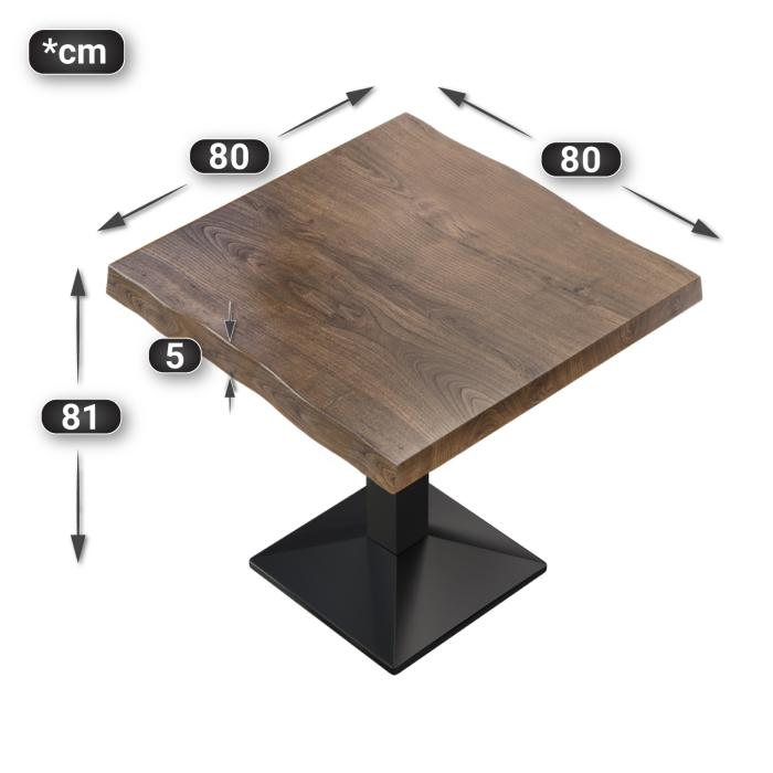 PPA | Bistro table tree edge | W:D:H 80 x 80 x 81 cm | Walnut / Black | Square PPA | Bistro table tree edge | W:D:H 80 x 80 x 81 cm | Walnut / Black | Square