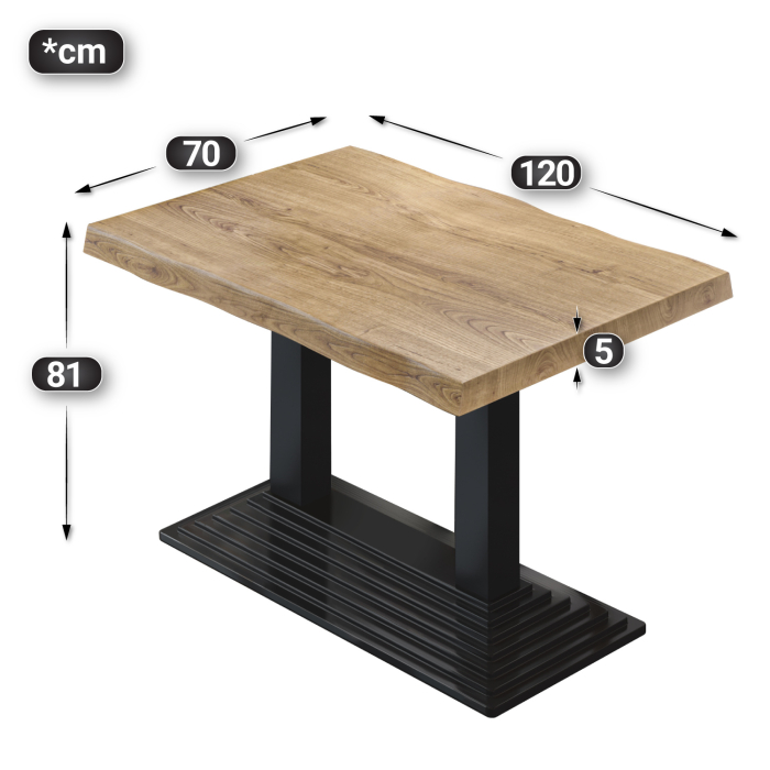 PPY | Bistro Tree Edge Table | Rektangulært | 120 x 70 x 81 cm | Eg / Sort PPY | Bistro Tree Edge Table | Rektangulært | 120 x 70 x 81 cm | Eg / Sort