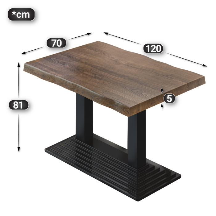 PPY | Bistro Tree Edge Table | Rektangulært | 120 x 70 x 81 cm | Valnød / Sort PPY | Bistro Tree Edge Table | Rektangulært | 120 x 70 x 81 cm | Valnød / Sort