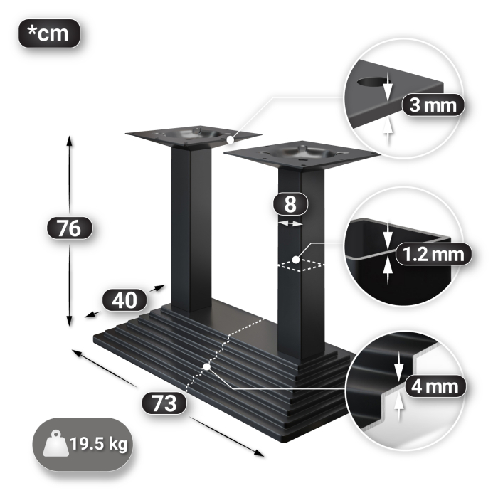 PPY | Bistro Tree Edge Table | Rektangulært | 120 x 70 x 81 cm | Valnød / Sort PPY | Bistro Tree Edge Table | Rektangulært | 120 x 70 x 81 cm | Valnød / Sort