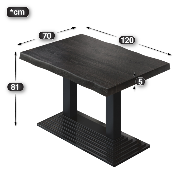 PPY | Bistro Tree Edge Table | Rectangular | 120 x 70 x 81 cm | Wenge Black / Black PPY | Bistro Tree Edge Table | Rectangular | 120 x 70 x 81 cm | Wenge Black / Black