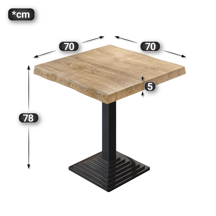 PPY | Bistro Tree Edge Table | Firkantet | 70 x 70 x 81 cm | Eg / Sort PPY | Bistro Tree Edge Table | Firkantet | 70 x 70 x 81 cm | Eg / Sort