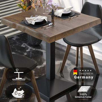 PPA | Stół bistro krawędź drzewa | W:D:H 70 x 70 x 81 cm | Orzech / Czarny | Kwadrat