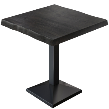 PPA | Bistrotisch Baumkante | B:T:H 80 x 80 x 81 cm | Wenge-Schwarz / Schwarz | Quadratisch