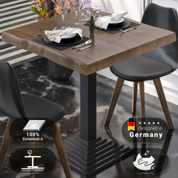 PPY | Tavolo Bistro con bordo ad albero | Quadrato | 70 x 70 x 81 cm | Noce / Nero