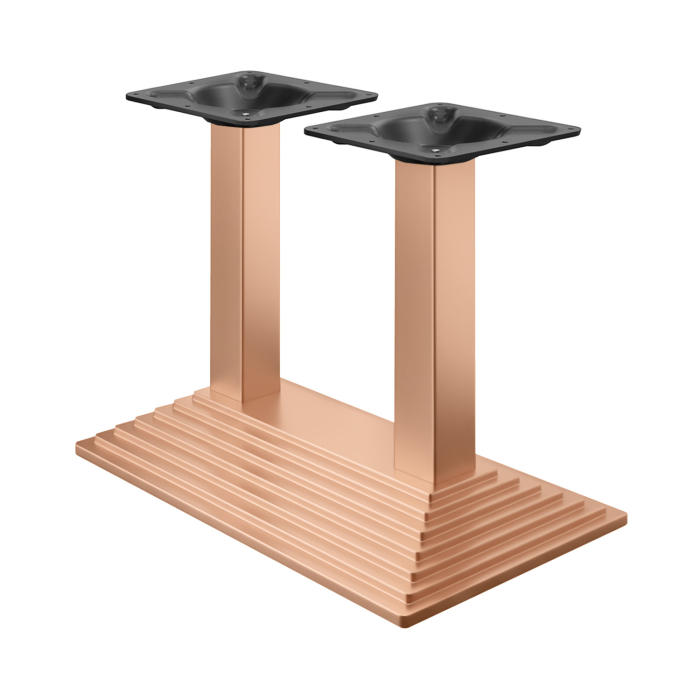 Pyramide | Double Column Restaurant Table Base | Copper | W:D 40 x 73 cm | Column: 6 x 76 cm
