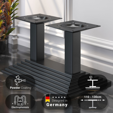 Pyramide | Bistro Lounge Doppel Tischgestell | Schwarz | B:T 40 x 73 cm | Säule: 8 x 40 cm