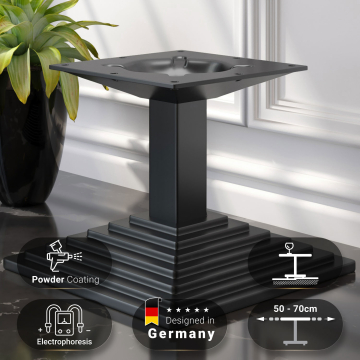 PYRAMIDE | Bistro Lounge Tischgestell | Schwarz | Fuß: 41 x 41 cm | Säule: 6 x 40 cm