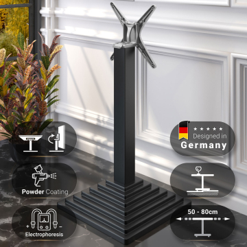 PYRAMIDE | Bistro Stehtischgestell | Schwarz | B:T 45 x 45 cm | Säule: 8 x 109 cm | Klappbar