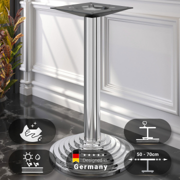 PYRAMIDE | Estructura de mesa de bar Bistro | Acero inoxidable | Base: Ø 45 cm | Columna: 7,6 x 109 cm