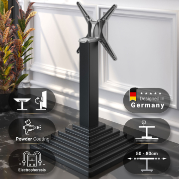 PYRAMIDE | Restaurant Table Base | Black | Base Plate: 45 x 45 cm | Column: 8 x 76 cm | Foldable