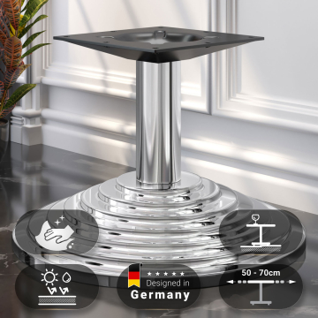 PYRAMIDE | Telaio del tavolo Bistro Lounge | Acciaio inox | Base:: Ø45cm | Colonna: 7,6 x 40 cm