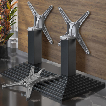 Pyramide | Base per tavolo bistrot doppia | Nero | L:P 40 x 73 cm | Colonna: 8 x 40 cm | Pieghevole