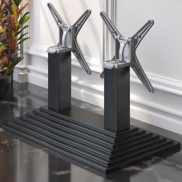 Pyramide | Base per tavolo bistrot doppia | Nero | L:P 40 x 73 cm | Colonna: 8 x 40 cm | Pieghevole