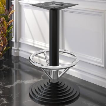 PYRAMIDE | Telaio del tavolo da bar bistrot | Nero | Piede: Ø 45 cm | Colonna: 7,6 x 109 cm | Con anello per i piedi