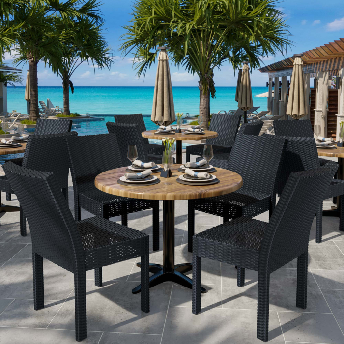 RHODOS | Bistro Rattanstuhl | Schwarz | Kunststoff | Stapelbar