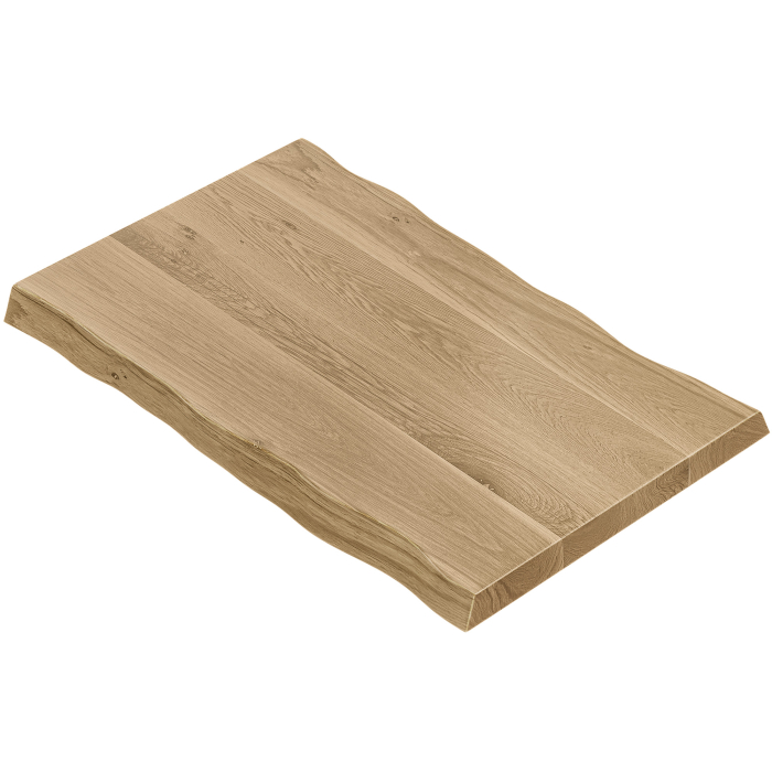 RIO | Plateau de table gastronomique avec bord naturel | L x P 120 x 70 cm | Épaisseur 3,5 cm | Chêne | Rectangulaire