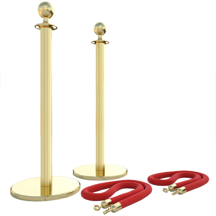 ROYAL | Avspärrningsstolpar | 2xTau 2,0m-Röd | 2xPost Gold