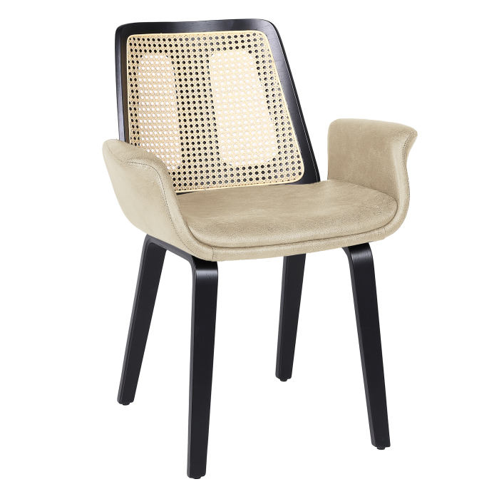 Romy | Bistrostoel | Beige | Leer | Rotan Eiken