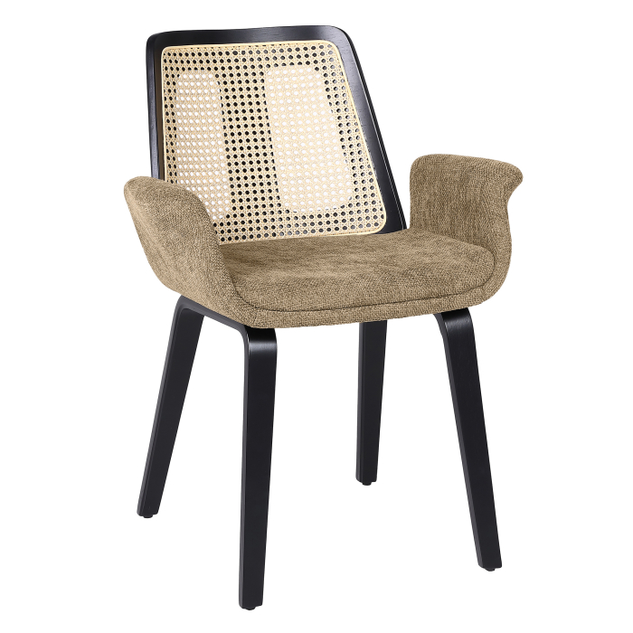 Romy | Bistro Chair | Taupe | Fabric/Textile | Rattan Oak
