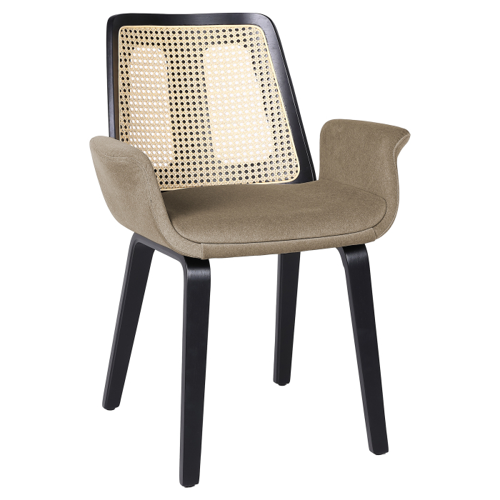 Romy | Bistrostol | Taupe | Fløjl | Rattan Eg