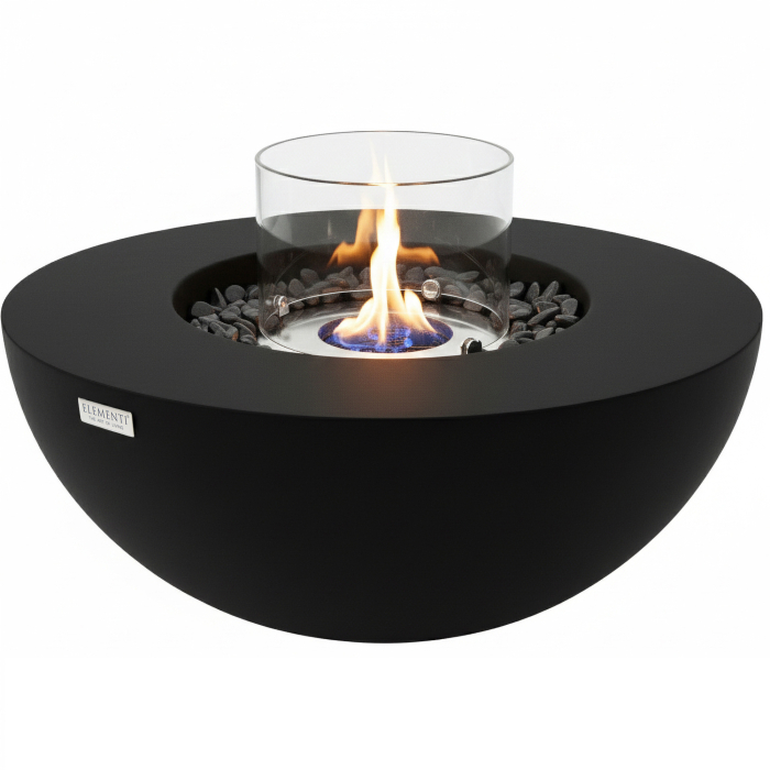 ROCA | Tavolo braciere a etanolo | Ø:H 87 x 37 cm | Cemento | Nero