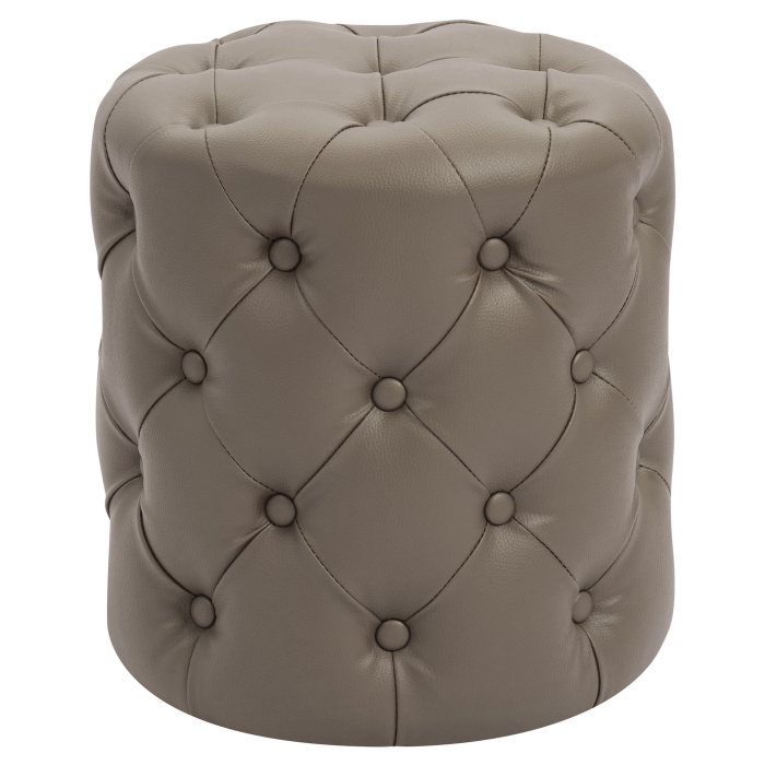 CUBO | Bistro Sitzwürfel | Taupe | Leder | Chesterfield | Ø 42 cm