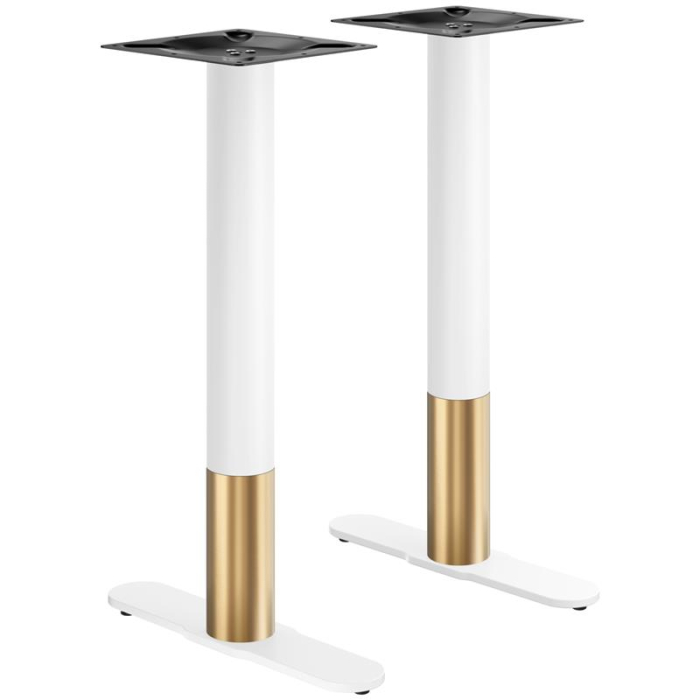 Curved | Bistro Table Frame | Bistro Double Standing Table Frame | Gold/White | Height: 104 cm | Column: Ø 7.6 cm | Base: L 58 cm