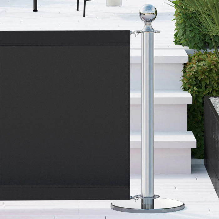 ROYAL | Cafe Absperrung | 150x70 | Schwarz/Chrom | 2xPfosten