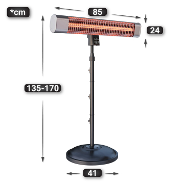 ROBERTO | Stand Heizstrahler | Edelstahl | 2400W | 3 Heizstufen