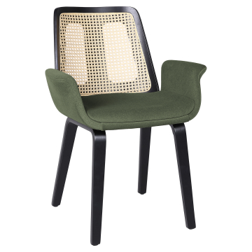 Romy | Bistrostol | Grøn | Fløjl | Rattan Eg