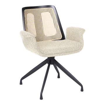 Romy | Silla de bistró | Beige | Tela Teddy | Roble ratán | Base giratoria