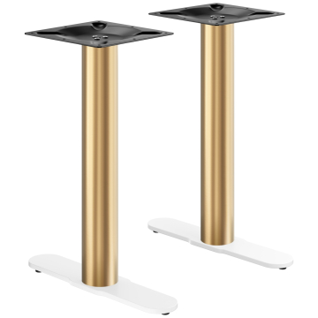 CURVED | Bistro Doppel Tischgestell | Gold/Weiß | Höhe: 71 cm | Säule: Ø 7,6 cm | Fuß: L 58 cm