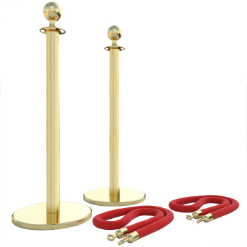 ROYAL | Barreras de control de cola | 2xTau 1,5m-Rojo | 2xPost Gold
