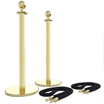 ROYAL | Barreras de control de cola | 2xTau 2,0m-Negro | 2xPost Gold