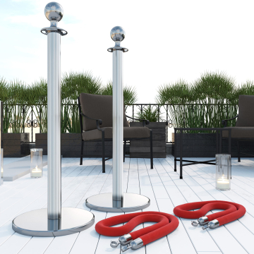 ROYAL | Queue Barriers | 2xTau 1,5m-Red | 2xpost chrome