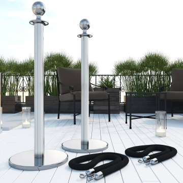 ROYAL | Queue Barriers | 2xTau 1,5m-Black | 2xpost chrome