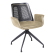 Romy | Bistro Stol | Beige | Läder | Rattan Svart | Snurrfot