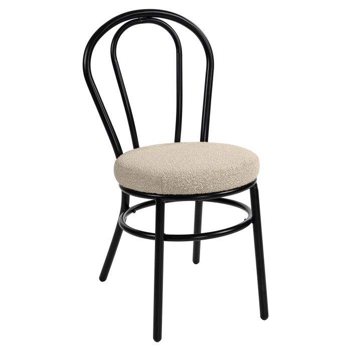 RUBEN | Chaise en design en bois courbé | Acier | Tissu teddy | Beige