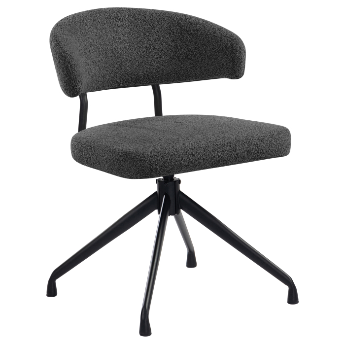 Sara | Hotel Stuhl | Dunkel Grau | Teddystoff | Drehfuß