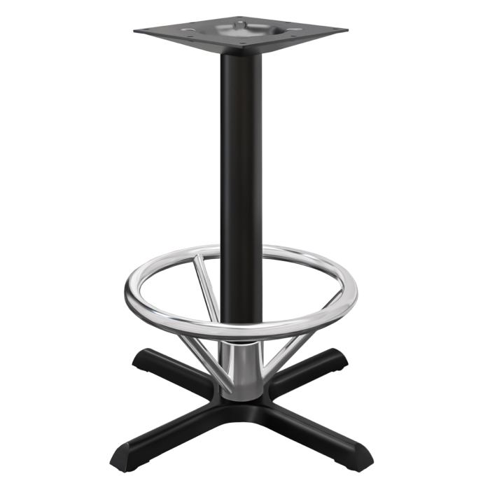 SAN.MARCO FOOT | Bistro-pöydän Jalka | Alumiini musta | 4 jalkaa: Ø 43 cm | Pylväs 7,6 x 105 cm | + jalkarengas
