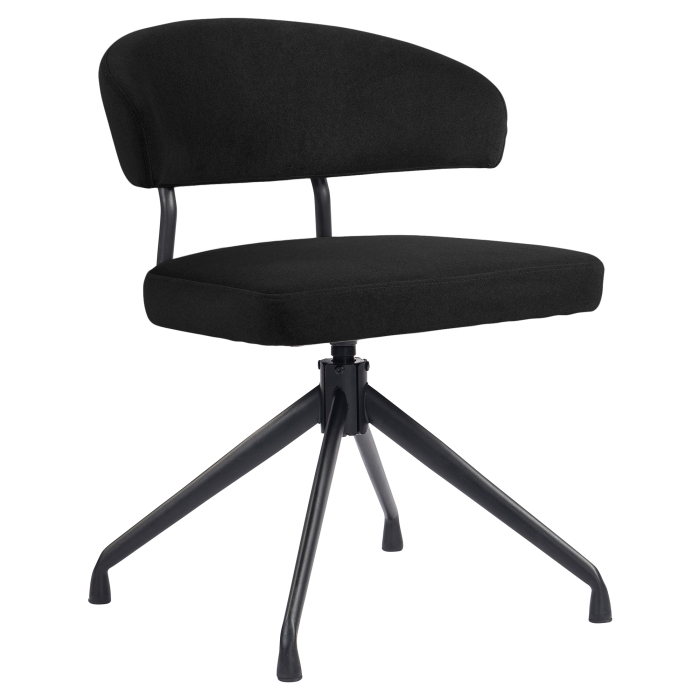 Sara | Sedia da hotel | Nero | Velluto | Base girevole | Telaio nero