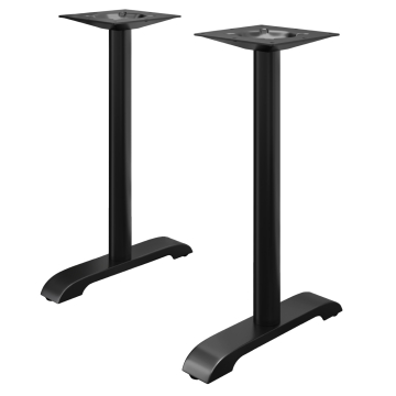 SAN.DIEGO | Base doppia per tavolo da bar | Alluminio nero | 2 piedi: 56 x 8 cm | Colonna 7,6 x 105 cm
