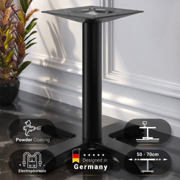 SAN.DIEGO | Base tavolo bistro | Nero | 4 piedi: Ø 50 cm | Colonna: 7,6 x 74 cm
