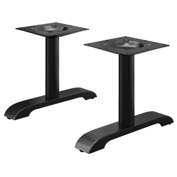 SAN.DIEGO | Bistro Lounge Doppel Tischgestell | Alu Schwarz | 2 Fuß: 56 x 8 cm | Säule: 7,6 x 36 cm