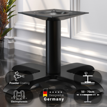 SAN.DIEGO | Bistro Lounge Tischgestell | Schwarz | 4 Fuß: Ø 50 cm | Säule: 7,6 x 36 cm