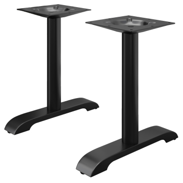 SAN.DIEGO | Estructura de mesa doble Bistro | Negros | 2 patas: 56 x 8 cm | Columna: 7,6 x 74 cm