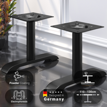 SAN.DIEGO | Horeca Lounge Dubbele Kolom Tafelonderstel | Aluminium zwart | 2 voet: 56 x 8 cm | Kolom: 7,6 x 36 cm